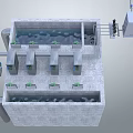 Industrial Equipment Modular Structure With Multiple Mechanical Components And Piping System