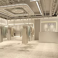Modern Clothing Store With White Interior Mannequins Hanging Clothes Green Plant And Bright Lighting