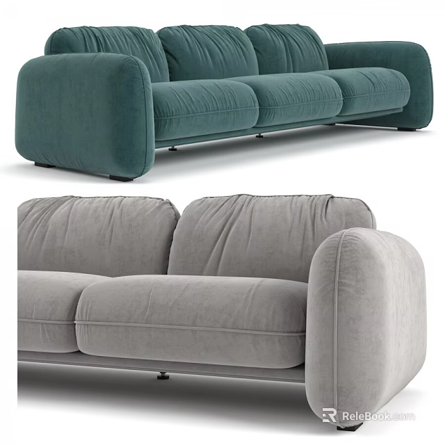 Modern Green And Gray Inflatable Sofa Design With Soft Comfortable Upholstery 3d model 