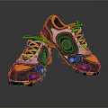 Yellow Black And White Football Boots With Studded Soles And Laces
