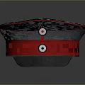 Gray Military Style Cap With Red Band And Round Badges