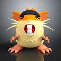 Cute Cartoon Hamster Character With Open Mouth Long Whiskers And Orange Ears