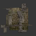 Ancient Stone Structure Ruins With Weathered Carved Pillars And Relics