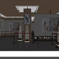 Art Exhibition Hall Interior With Wall Paintings Exhibits Lighting And Ropes