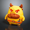 Yellow Plush Cow Shaped Furniture With Horns Mustache And Orange Strap