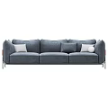 Modern Three Seater Sofa With Comfortable Cushions And Metal Leg Design