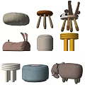 Colorful Children's Chairs With Various Designs Including Animal Shaped And Round Styles