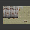 Cartoon Scene With Striped Roof Building Crates Stones And Small Pool