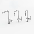 Three Modern Stainless Steel Faucets With Curved Spout And Sleek Design