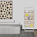 Modern Minimalist Display Shelf With Metal Frame And Grid Shelves Holding Books Magazines