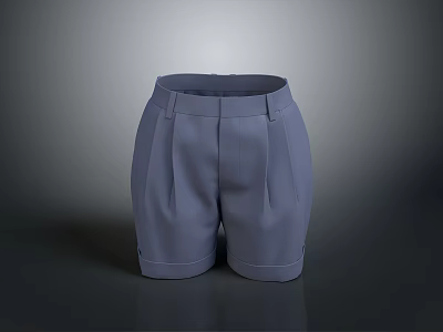 Gray Pleated Casual Shorts With Comfortable Fit And Stylish Design For Everyday Wear 3d model