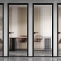 Modern Interior Textured Glass Hinged Doors With Black Frames And Sleek Design