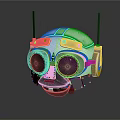 Futuristic Robot Head With White Body Black Details Top Antennas And Large Purple Eyes