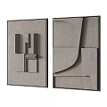 Abstract 3D Wall Art With White Gray Tones And Wooden Frames Modern Decor