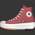 High Top Pink Shoes with White Laces Platform Sole and Orange Star Logo