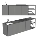 Modern Kitchen Interior Featuring Sleek Cabinets Countertop Sink And Open Shelves