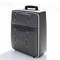 Black Suitcase With Black Handle Multiple Compartments White Trim And Rolling Wheels
