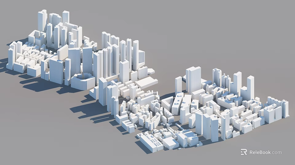 Modern Urban City Architecture Featuring Dense White Building Structures And Skyscrapers 3d model 