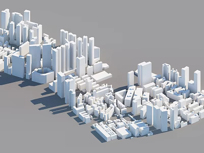 Modern Urban City Architecture Featuring Dense White Building Structures And Skyscrapers 3d model
