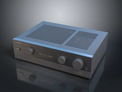 Sansui Computer Audio Amplifier Sleek Black Design With Control Knobs And Heat Sink Vents 3d model