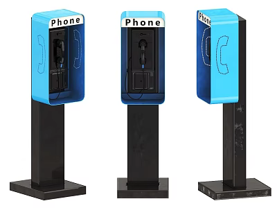 Blue Public Phone Booths As Urban Street Essential Communication Public Facility 3d model