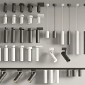 Assorted Black And White Downlights And Spotlights For Ceiling Track Installation 3d model
