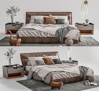 Modern Double Bed 3d model