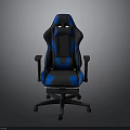Ergonomic Blue And Black Gaming Chair With Adjustable Armrests And Swivel Base