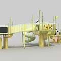 Children's Non-standard Amusement Slide Park Slide Panda Slide Children's Gallery Frame Kindergarten Non-power Physical Slide Stainless Steel Slide 3d model