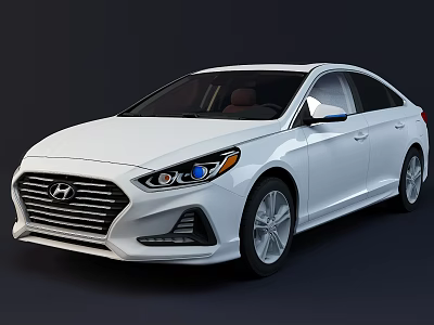 White Hyundai Sedan With Sleek Exterior And Modern Design Features 3d model