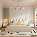 Elegant Modern Bedroom Interior Design With Upholstered Headboard Chandelier Nightstands And Round Rug