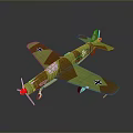Camouflage Airplane Model With Green Brown Paint Red Nose Blue Cross And White Wing Stars