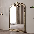 Ornate Gold Framed Mirror in Modern Interior With Hanging Light Potted Plant and Reflected Window