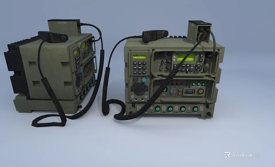 Vintage Green Television Set With Control Buttons Knobs And Connected Cables 3d model