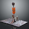 Industrial Scene Model With Orange Striped Arrow Sign Top Monitoring Device And Gravel Base