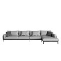 Modern Light Gray Sectional Sofa With L Shaped Plush Leather Cushions Design 3d model