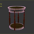 Architectural Wooden Round Two Tiered Table With Decorative Edges And Column Legs Design