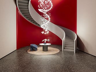 Modern revolving staircase revolving staircase art chandelier sculpture 3d model