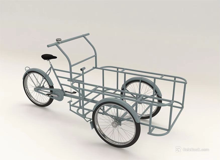 Practical Cargo Tricycle With Sturdy Frame And Large Rear Carrier Design 3d model 