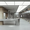 Modern Clothing Store Interior With Concrete Counter Metal Walls And Clothing Racks