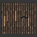 Simple Wooden Raft Water Transport With Logs And Black Skull Flag