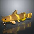 Beautiful Yellow And Brown Striped Fish With Whiskers In Striking Aquatic Form