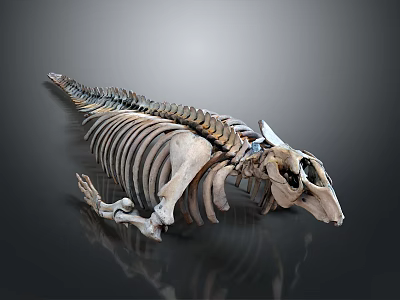 Skeleton Design Doll With Streamlined Spine Rib And Head Bone Structure On Dark Background 3d model