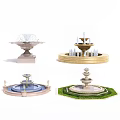 Various Decorative Fountains With Different Designs And Ornate Bases For Outdoor Spaces