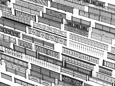 Various Decorative Fence Designs With Traditional And Modern Patterns And Structures 3d model