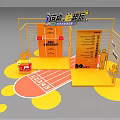 Interactive Sports Activity Setup With Yellow Frame Running Track And Info Board 3d model