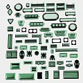 Assorted Green Mechanical Components With Various Shapes Sizes And Industrial Designs 3d model