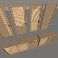 Wooden Hinged Doors With Various Grid Patterns And Matching Cabinets For Interior Decor 3d model