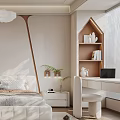 Modern Kids Room Interior With Cozy Bed Bookshelf Plush Toys And Warm Carpet