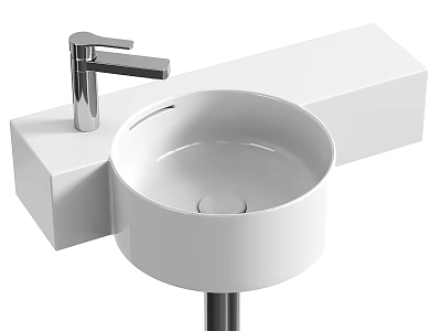 Modern White Washbasin With Chrome Faucet And Pedestal Base Design 3d model
